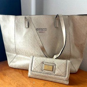 Guess Gold Tote/Wallet Set